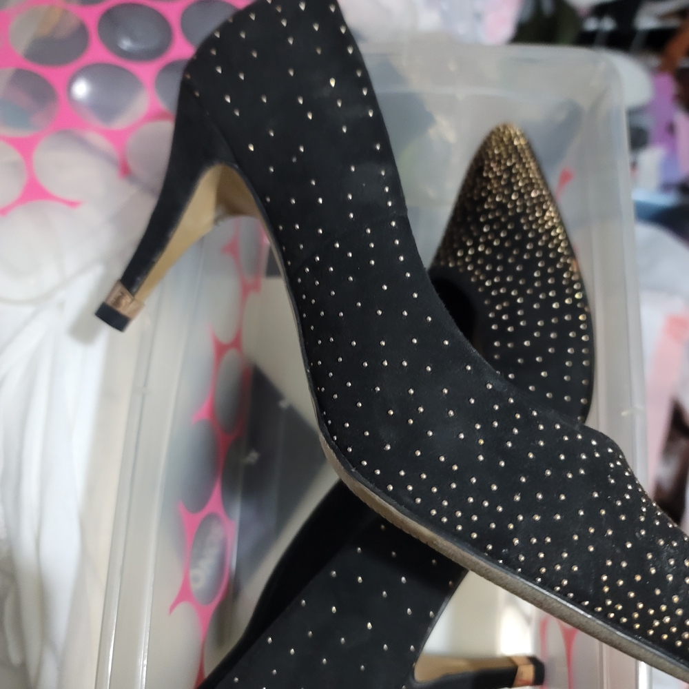 Apt. 9 Black Heels with Studded Gold Details